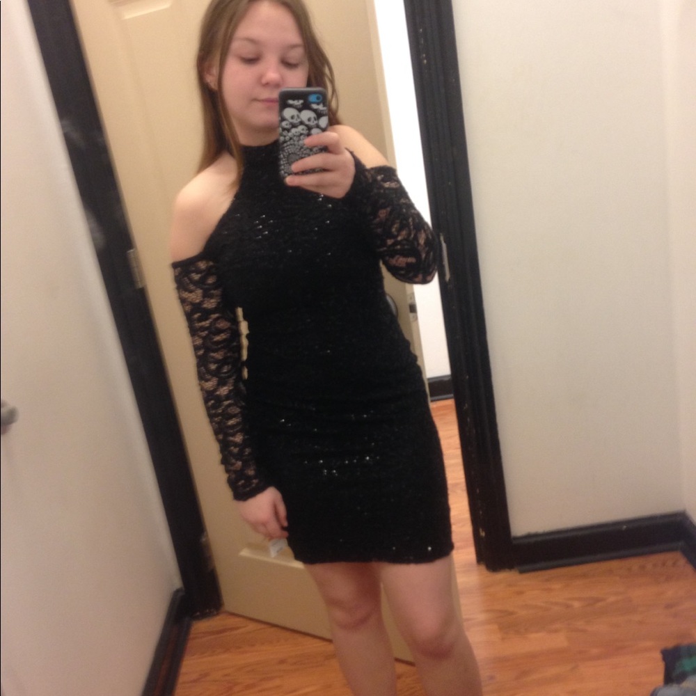Black sequin party dress